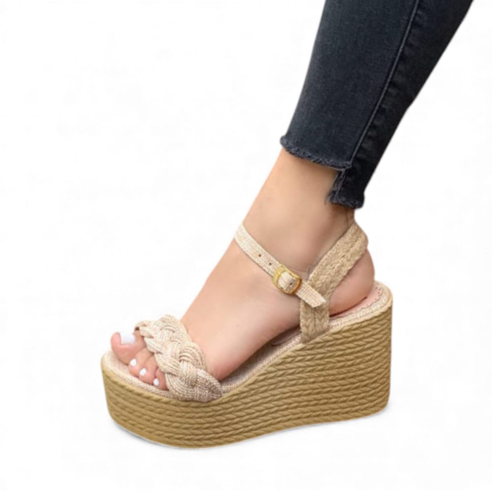 SANDALIA MUJER 1431L-58 BIOCUERO PLANTA PU TACO #9 COLOR BEIGE - 3