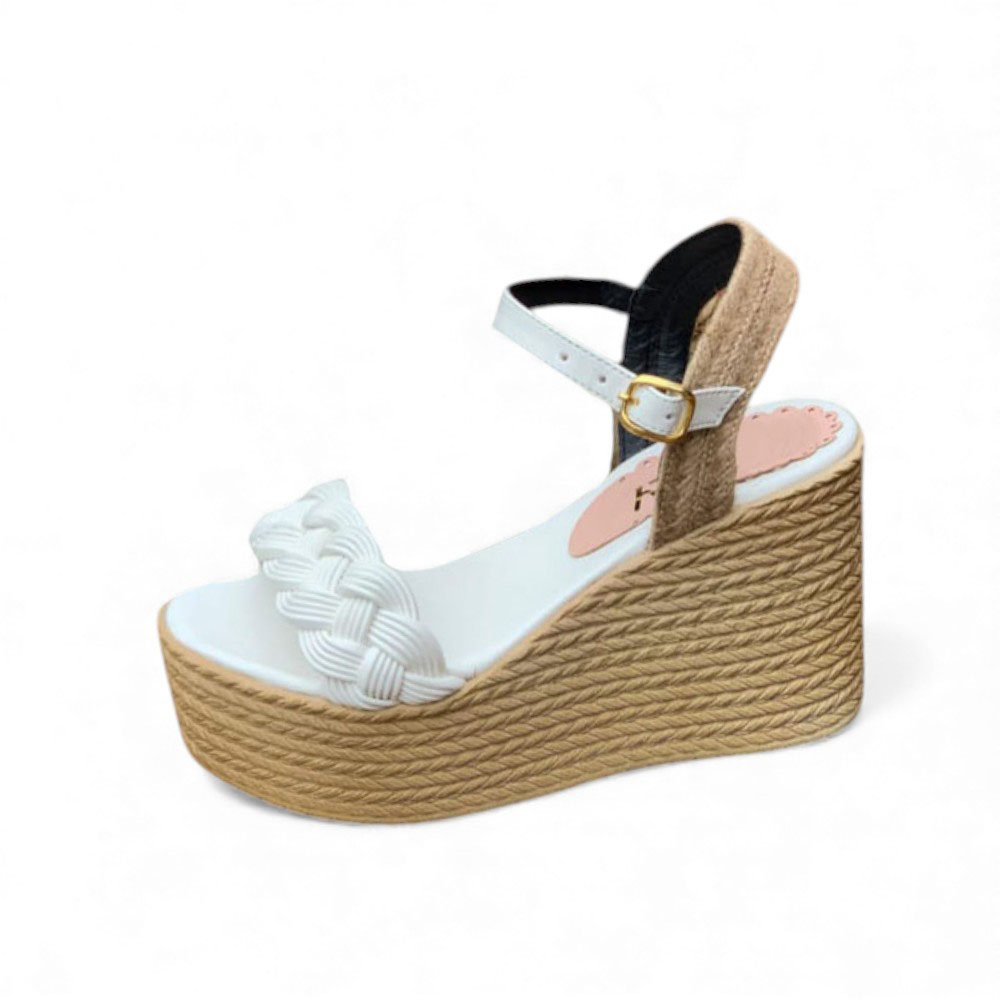 SANDALIA MUJER 1431L-58 BIOCUERO PLANTA PU TACO #9 COLOR PERLA - 1