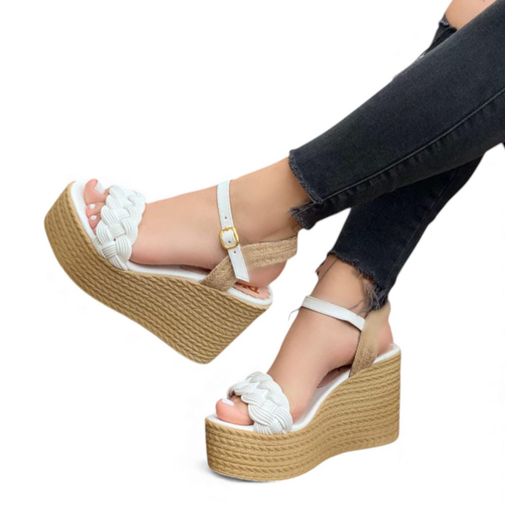 SANDALIA MUJER 1431L-58 BIOCUERO PLANTA PU TACO #9 COLOR PERLA - 4