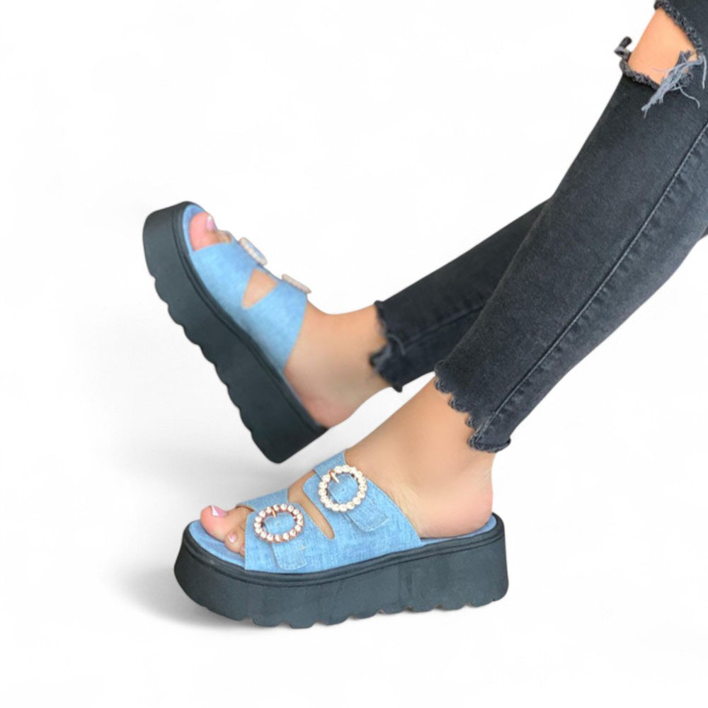 SANDALIA MUJER 1431L-50 PLATAFORMA 5 COLOR CELESTE - 2