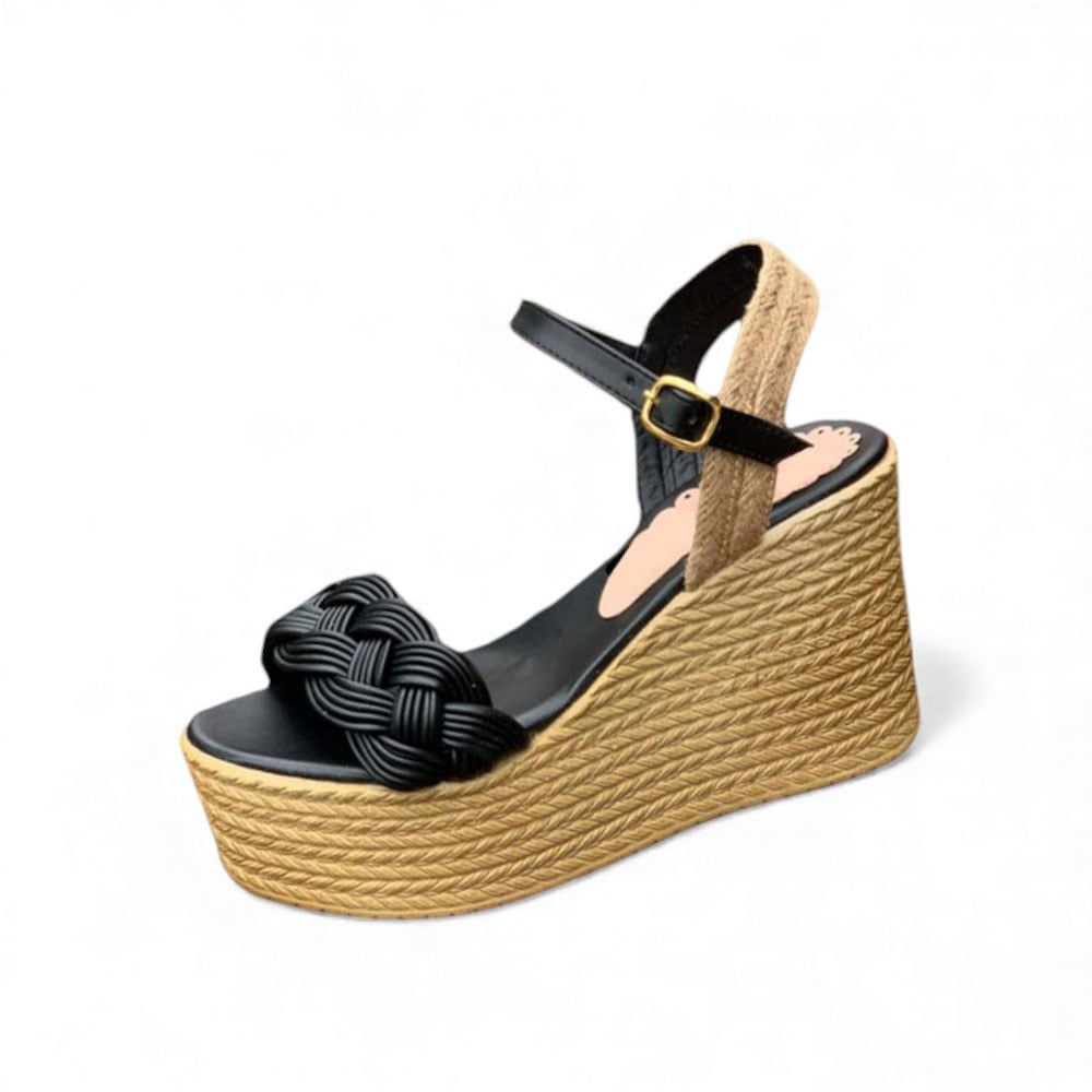 SANDALIA MUJER 1431L-58 BIOCUERO PLANTA PU TACO #9 COLOR NEGRO - 1