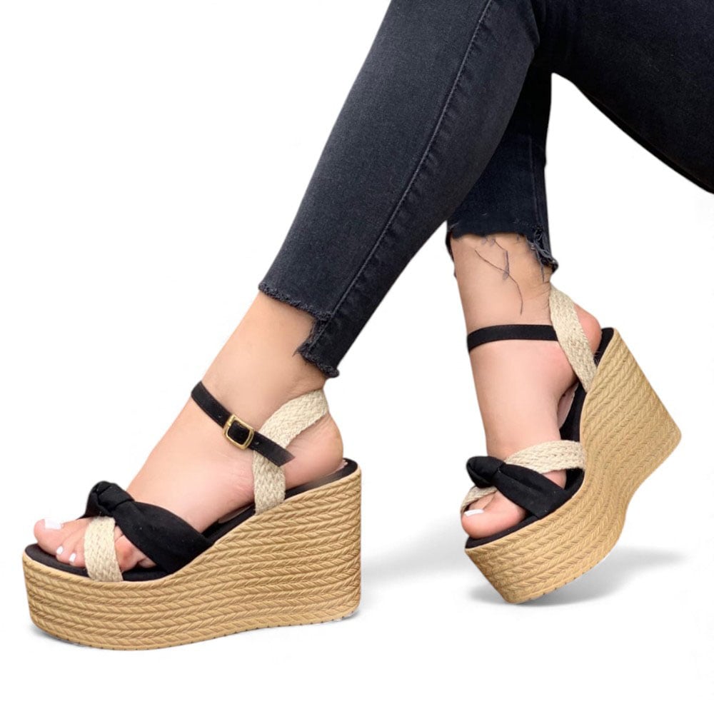 SANDALIA MUJER 1431L-58 GAMUZA Y SOGUILLA PLANTA PU PLANTA #9 COLOR NEGRO - 2