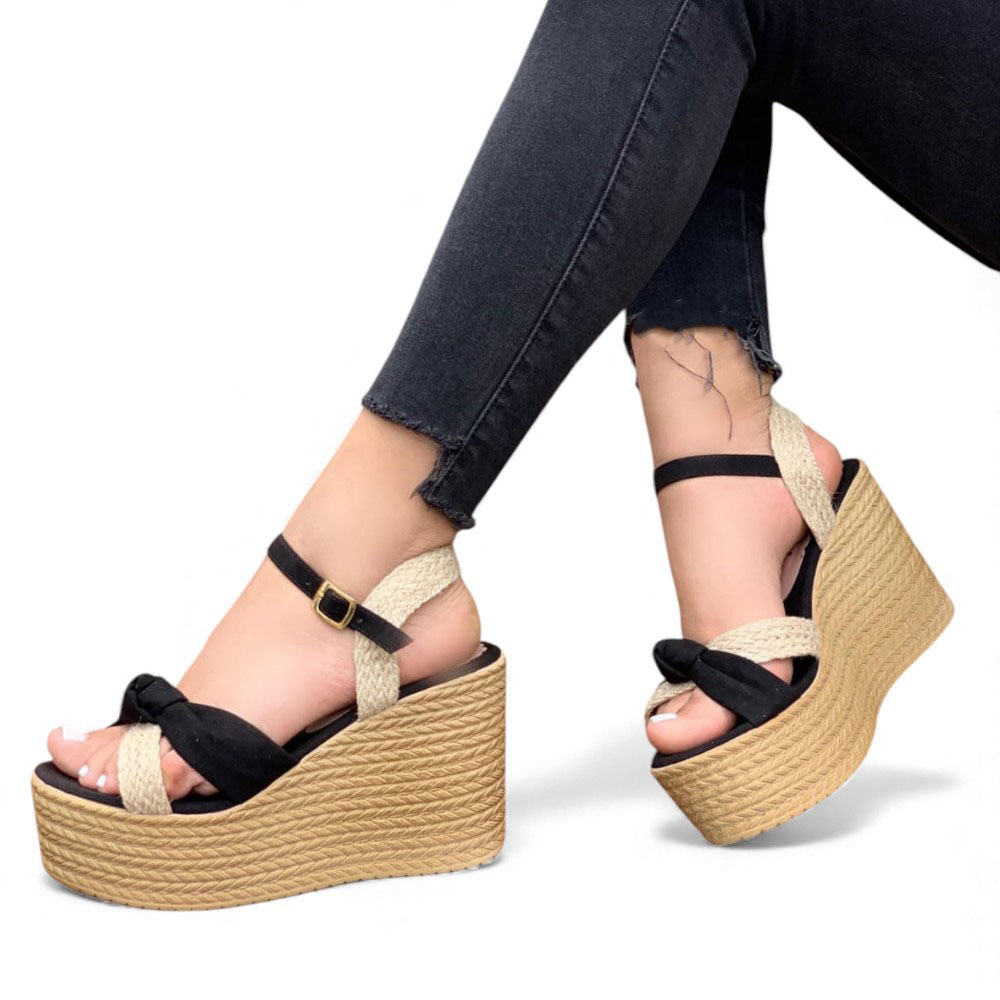 SANDALIA MUJER 1431L-58 GAMUZA Y SOGUILLA PLANTA PU PLANTA #9 COLOR NEGRO - 2