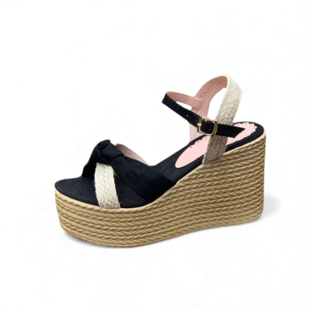 SANDALIA MUJER 1431L-58 GAMUZA Y SOGUILLA PLANTA PU PLANTA #9 COLOR NEGRO - 3