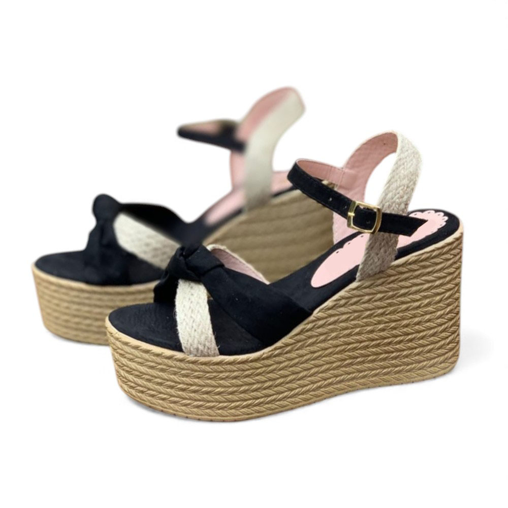 SANDALIA MUJER 1431L-58 GAMUZA Y SOGUILLA PLANTA PU PLANTA #9 COLOR NEGRO - 4