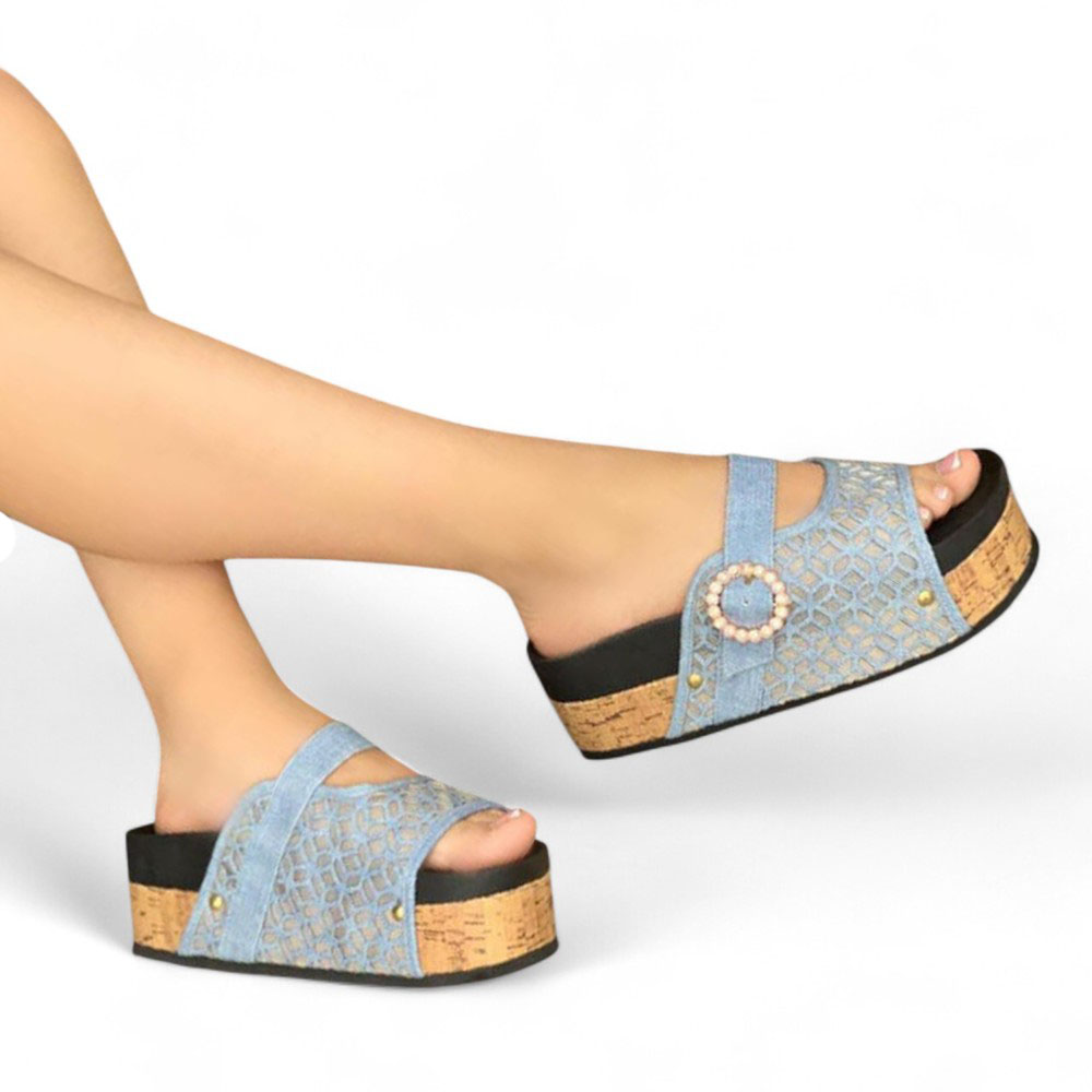 SANDALIA MUJER 1431L-50 ABL PLATAFORMA 7 COLOR CELESTE - 2