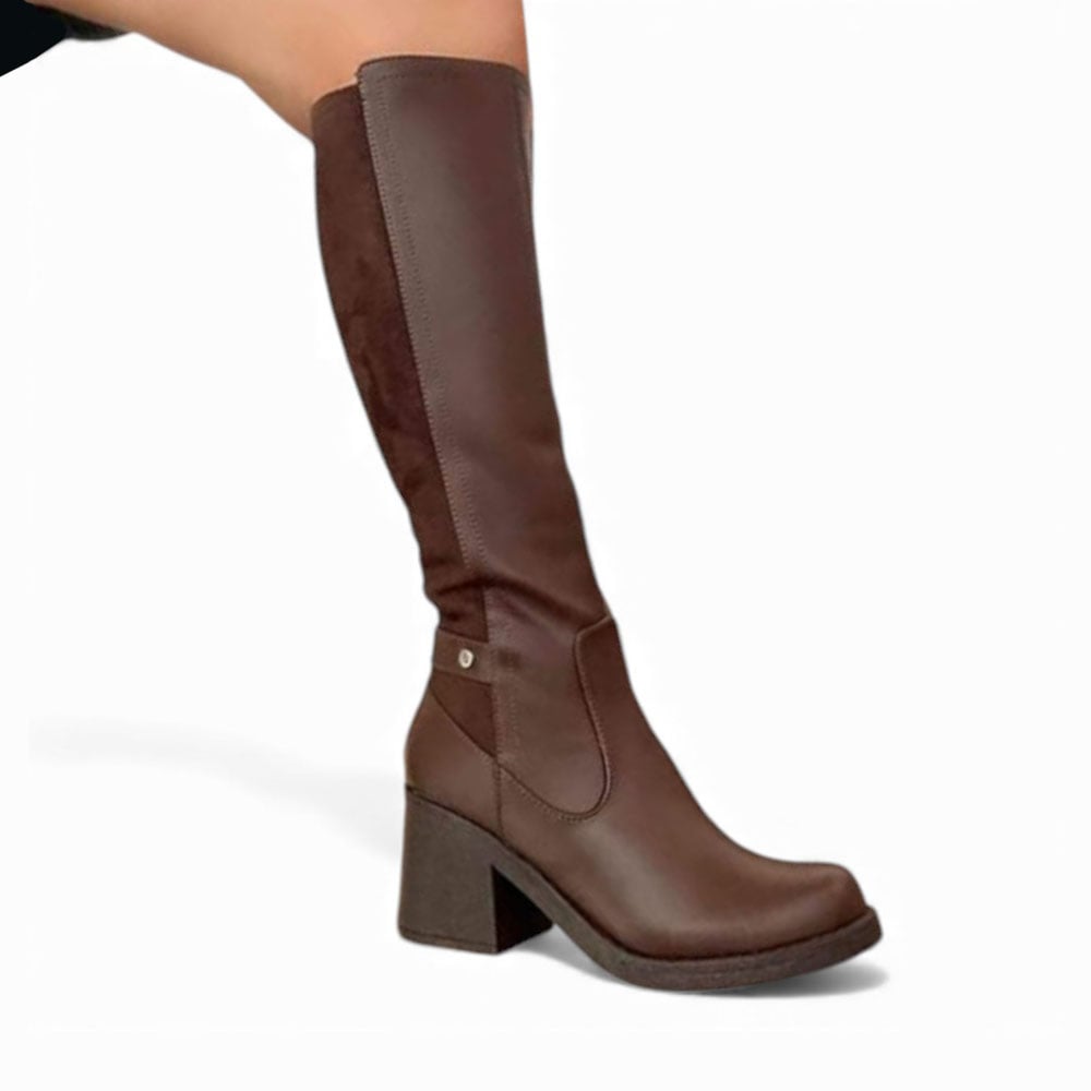 BOTA MUJER 1431L-70 TACO 7 GAMUZA POSTERIOR COLOR CHOCOLATE - 1