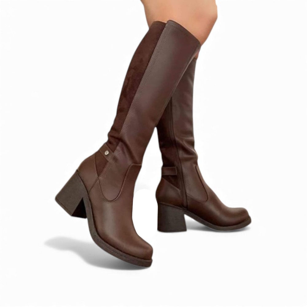 BOTA MUJER 1431L-70 TACO 7 GAMUZA POSTERIOR COLOR CHOCOLATE - 2