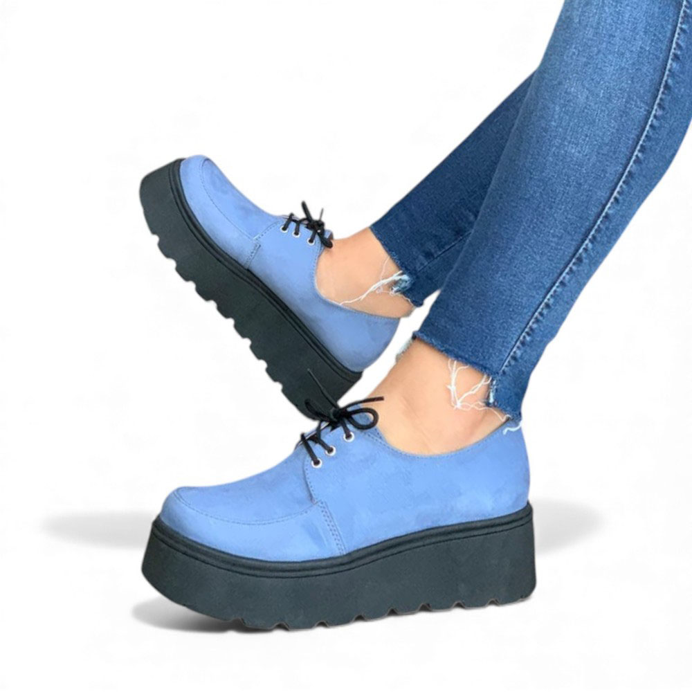 MOCASIN MUJER 1431L-50 PLATAFORMA 5 COLOR AZUL ACERO - 2