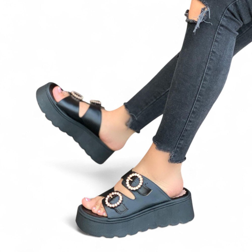 SANDALIA MUJER 1431L-50 PLATAFORMA 5 COLOR NEGRO - 2