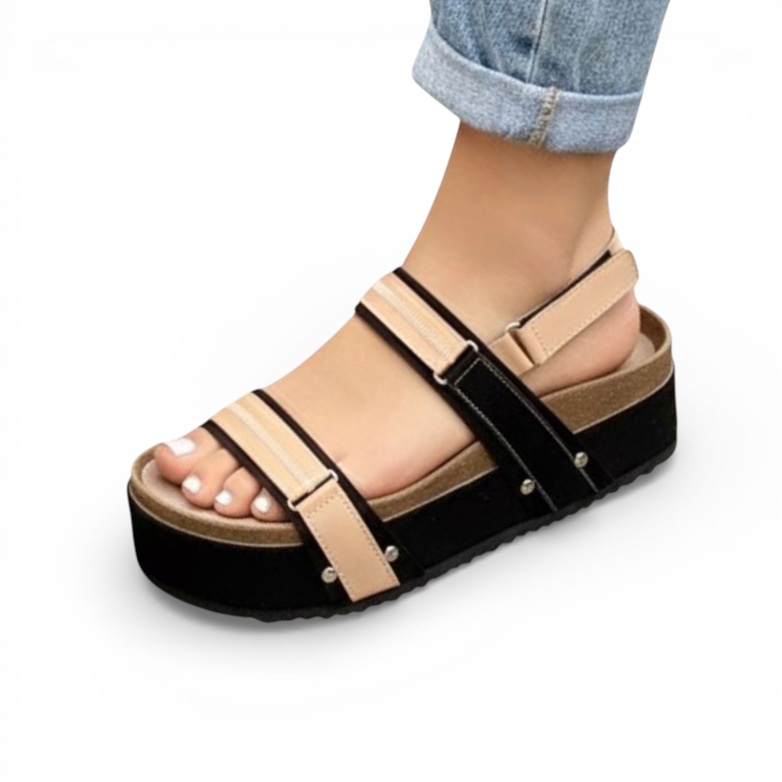 SANDALIA PLATAFORMA CIERRE 1062L-50 COLOR NUDE - 1
