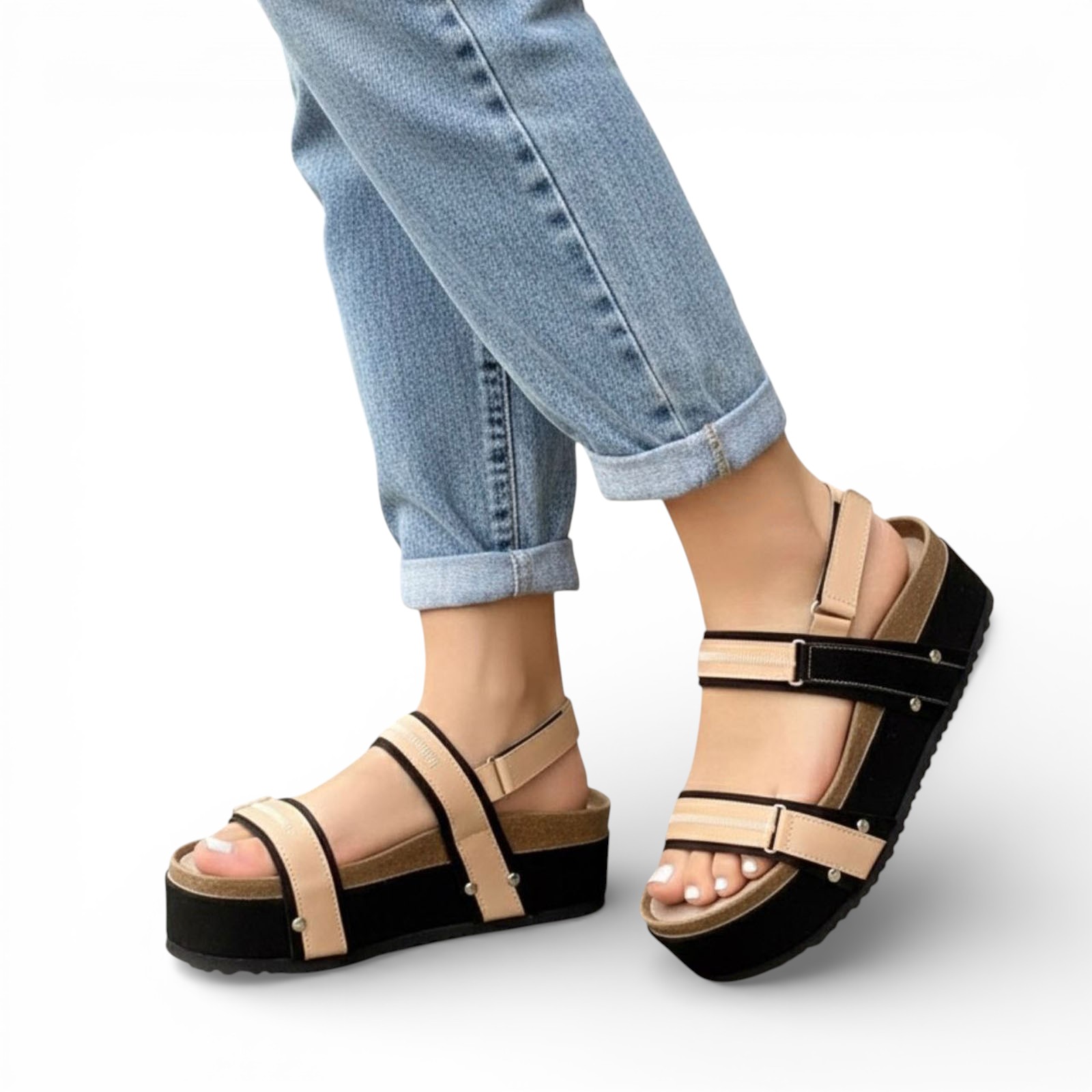SANDALIA PLATAFORMA CIERRE 1062L-50 COLOR NUDE - 2