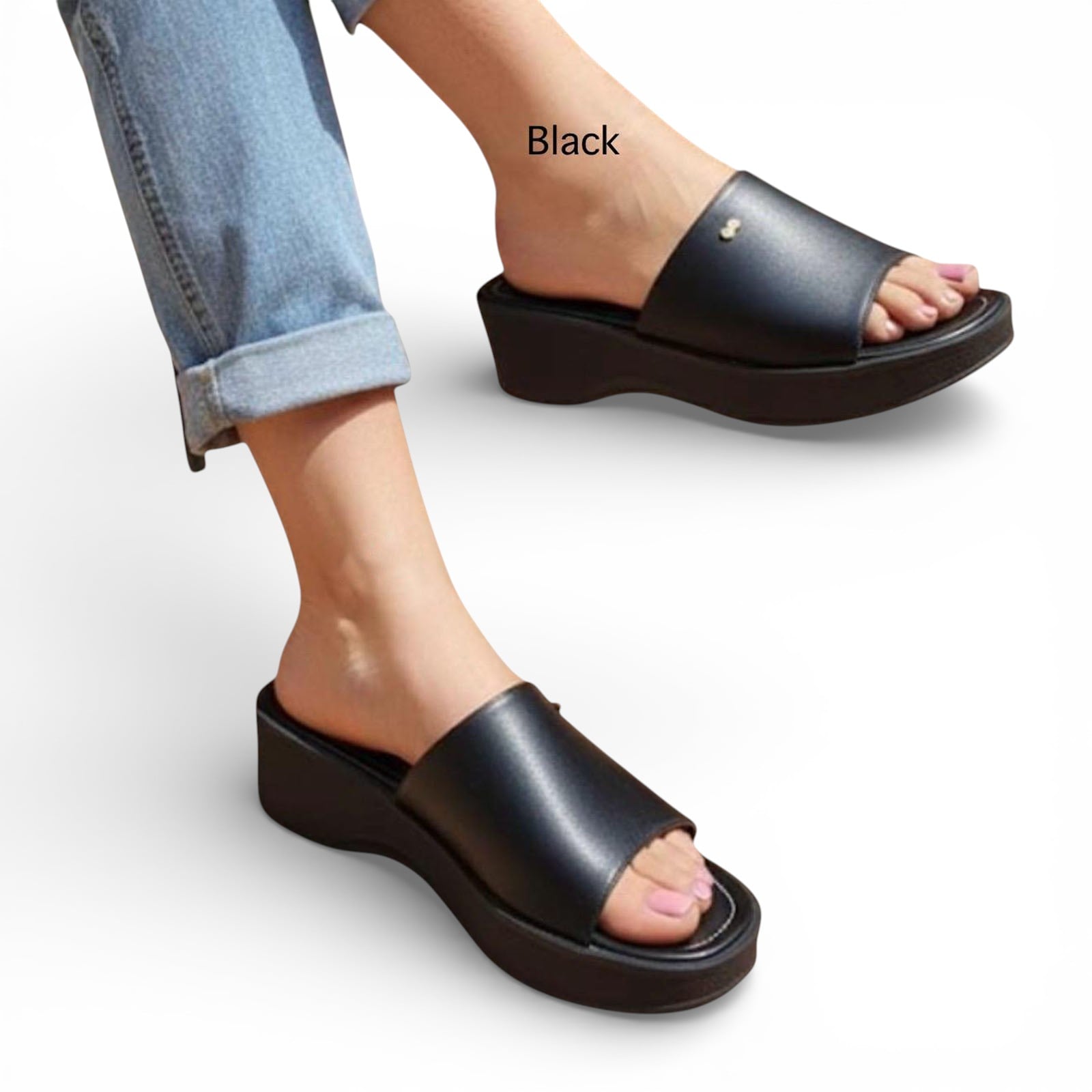 SANDALIA MUJER AMELIA 1299-50 TACO #5 COLOR NEGRO - 2