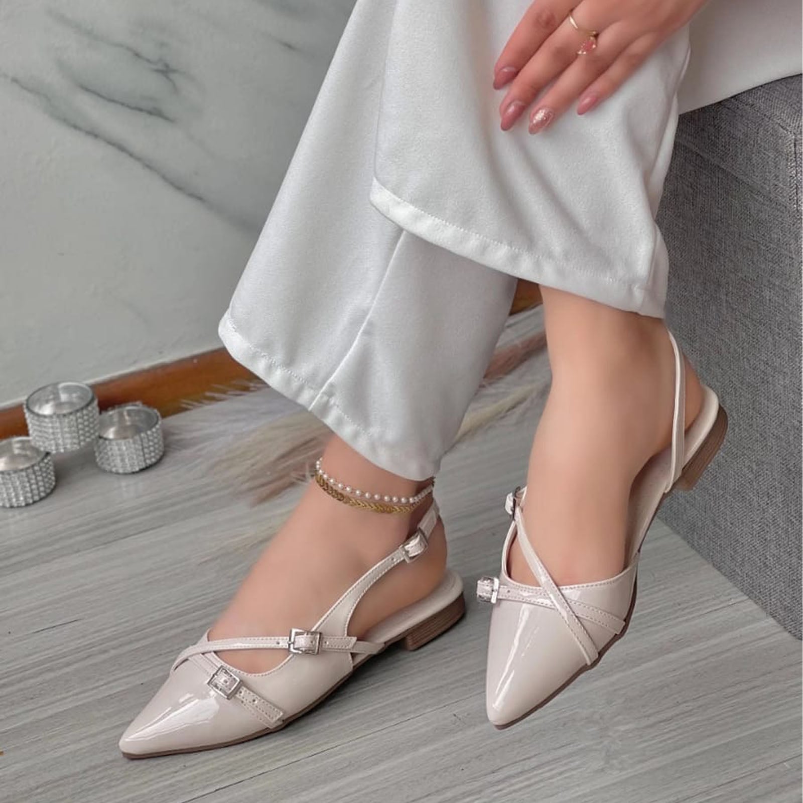 BALLERINA MUJER COCO-40 ANTITRANSPIRANTE TACO 2 COLOR BEIGE - 5