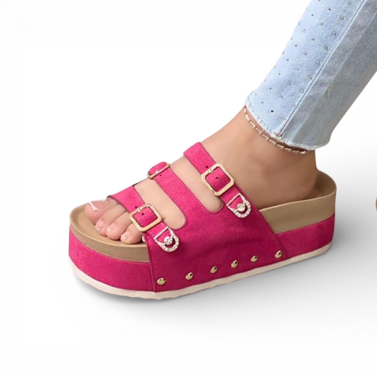 SANDALIA SUECO MUJER PLATAFORMA #5 1299-55 COLOR FUCSIA - 1