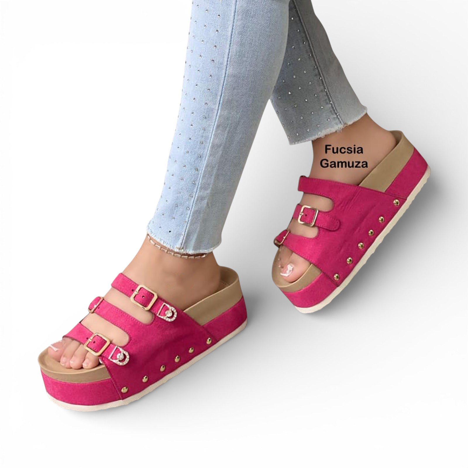 SANDALIA SUECO MUJER PLATAFORMA #5 1299-55 COLOR FUCSIA - 2