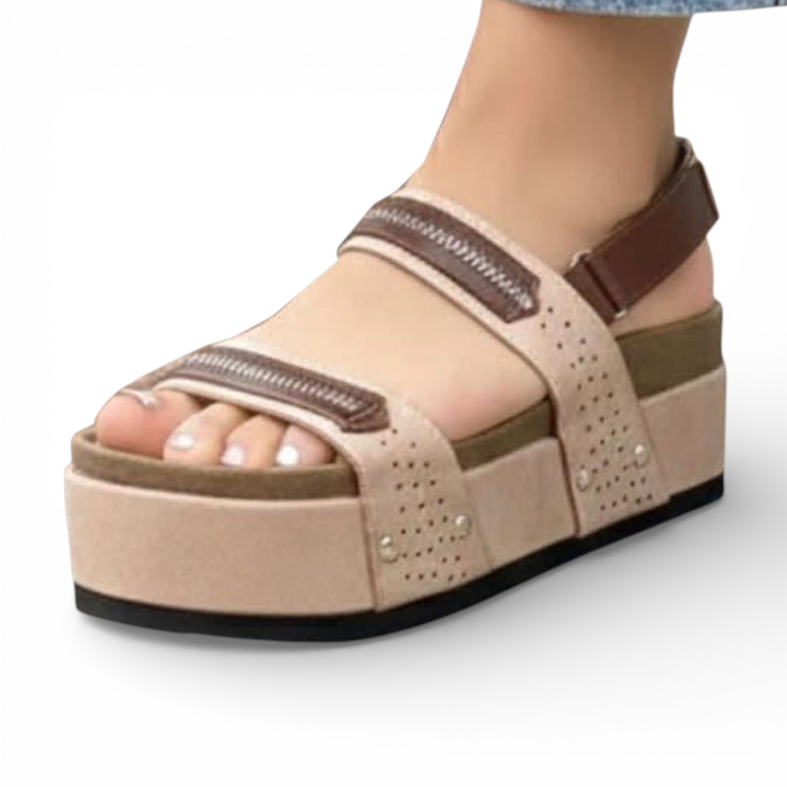 SANDALIA PLATAFORMA CIERRE 1062L-50 COLOR BEIGE - 1