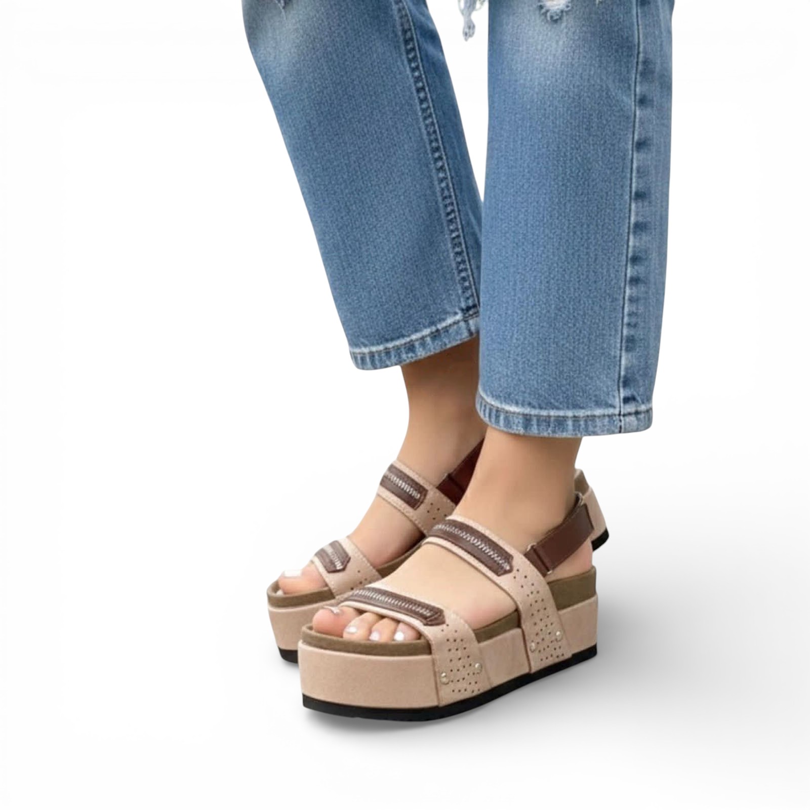 SANDALIA PLATAFORMA CIERRE 1062L-50 COLOR BEIGE - 2
