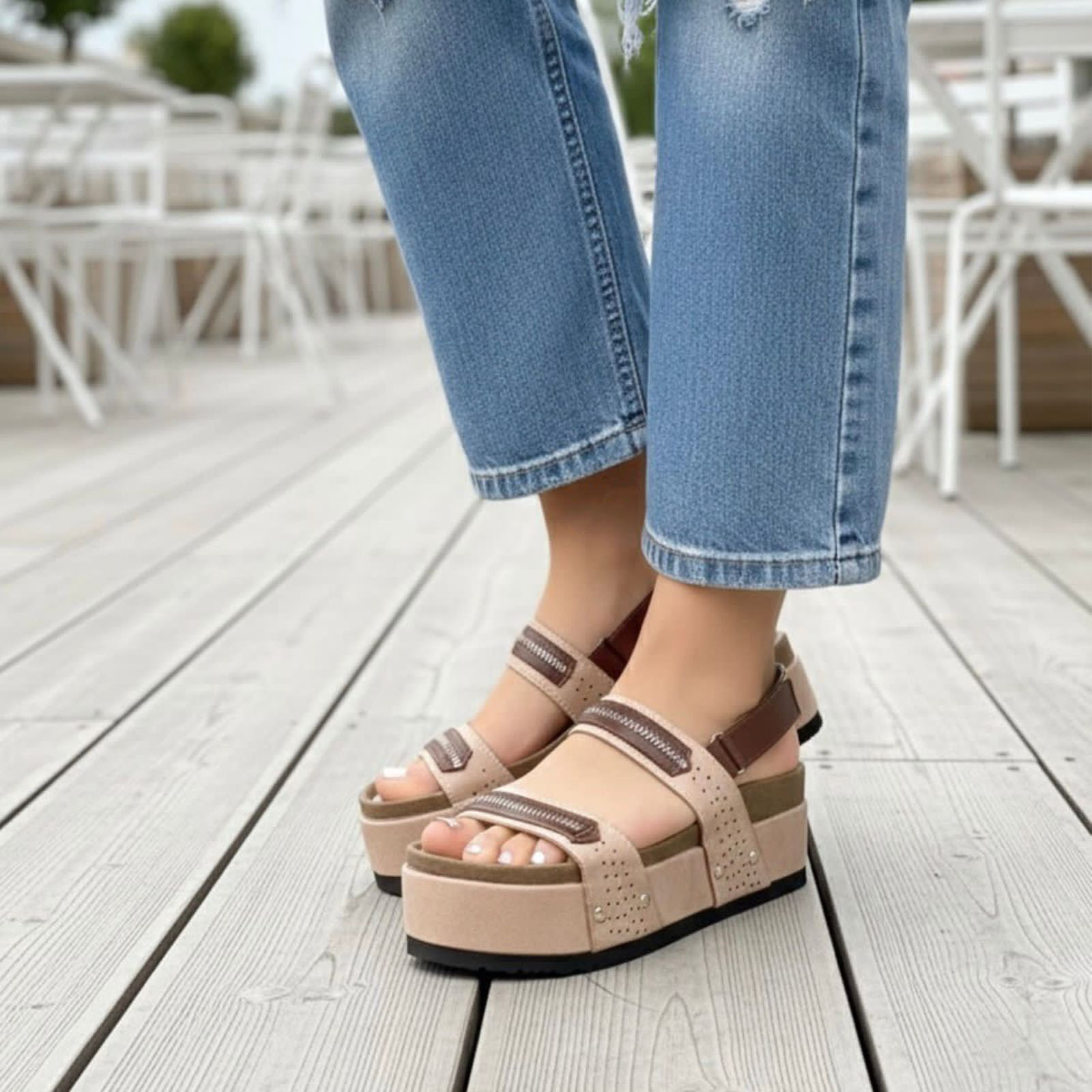 SANDALIA PLATAFORMA CIERRE 1062L-50 COLOR BEIGE - 3
