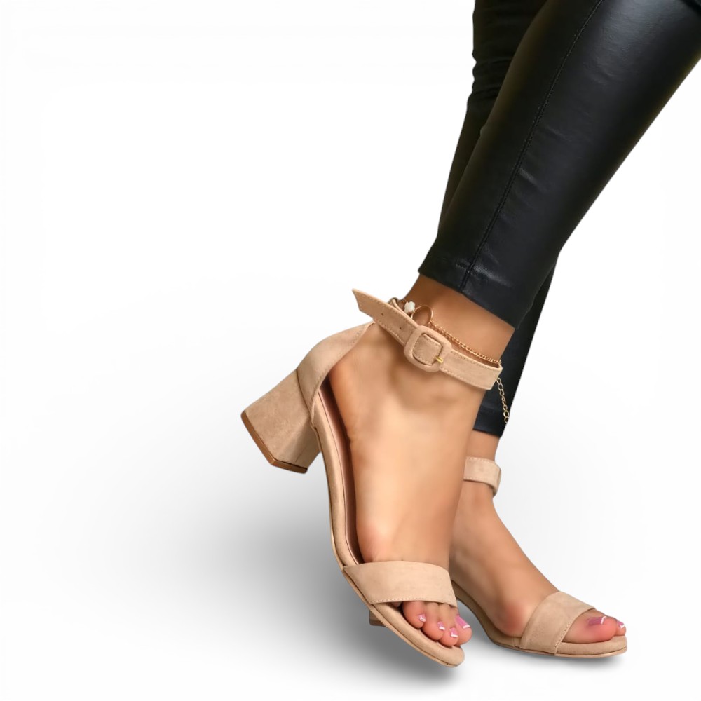 SANDALIA MUJER CLASICA TACO 5 2086L-55 COLOR BEIGE - 1