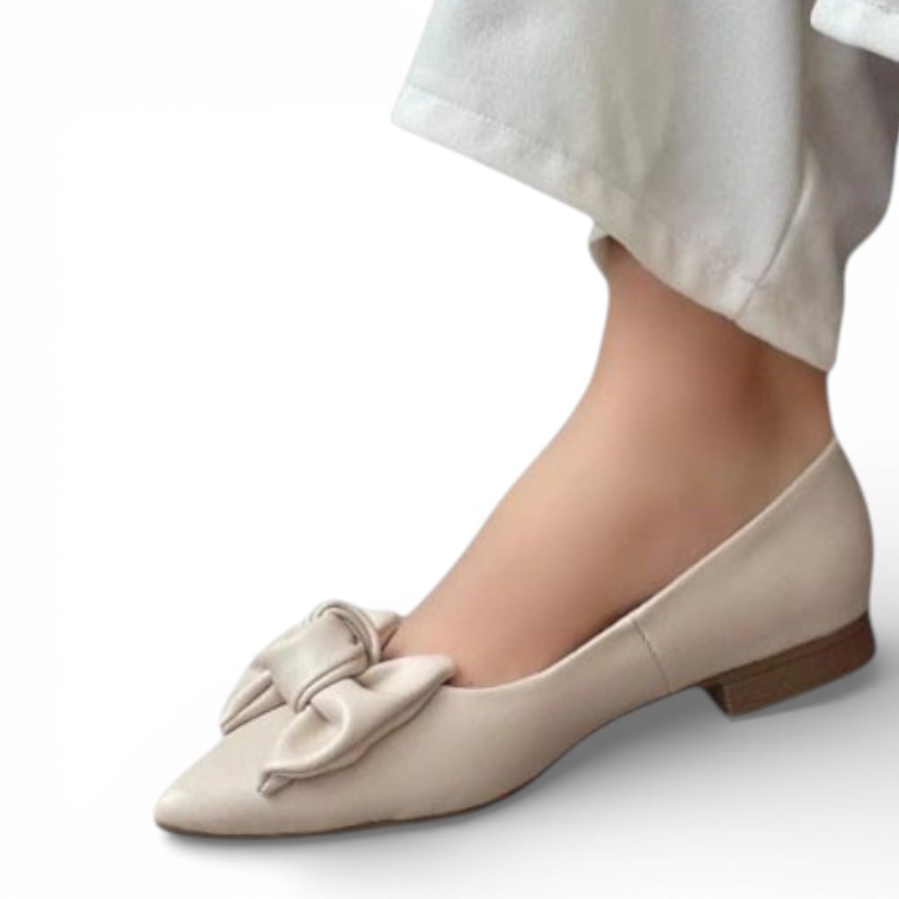 BALLERINA MUJER COCO-40 MOÑO ANTITRANSPIRANTE TACO 2 COLOR HUESO - 2