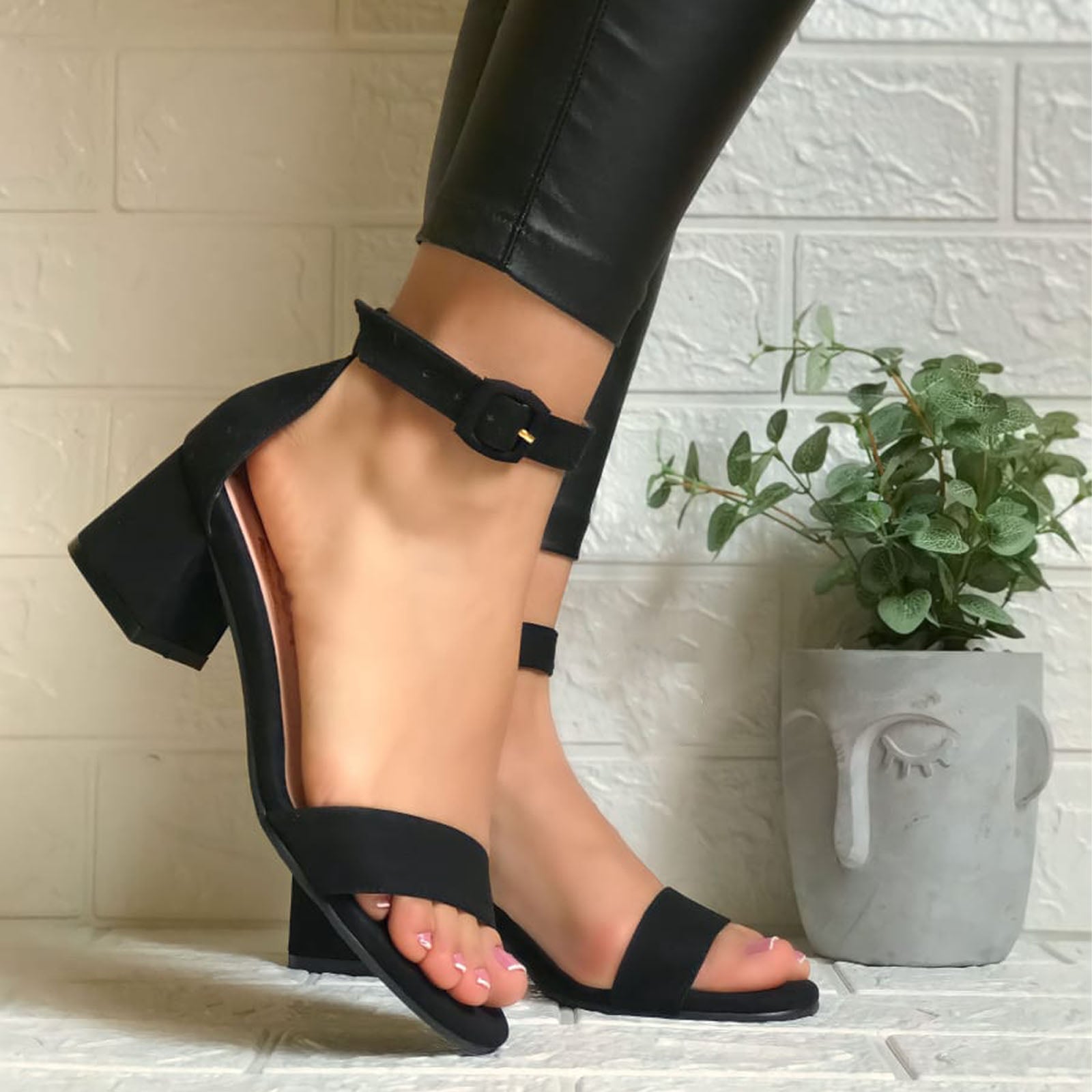 SANDALIA MUJER CLASICA TACO 5 2086L-55 COLOR NEGRO - 2