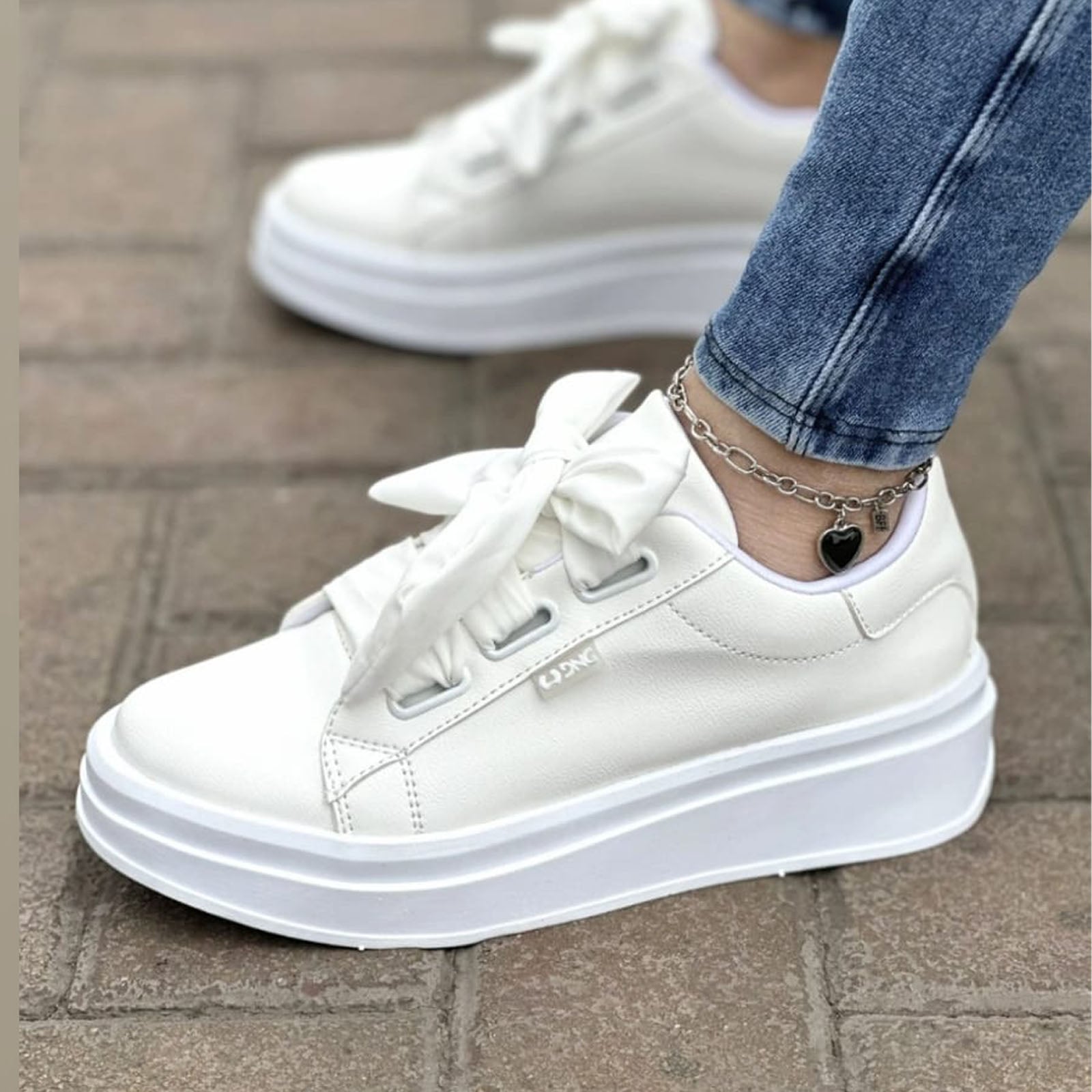 ZAPATILLA MUJER CON CINTA COCO -57 PLANTA EXPANSO TACO 3 COLOR BLANCO - 1