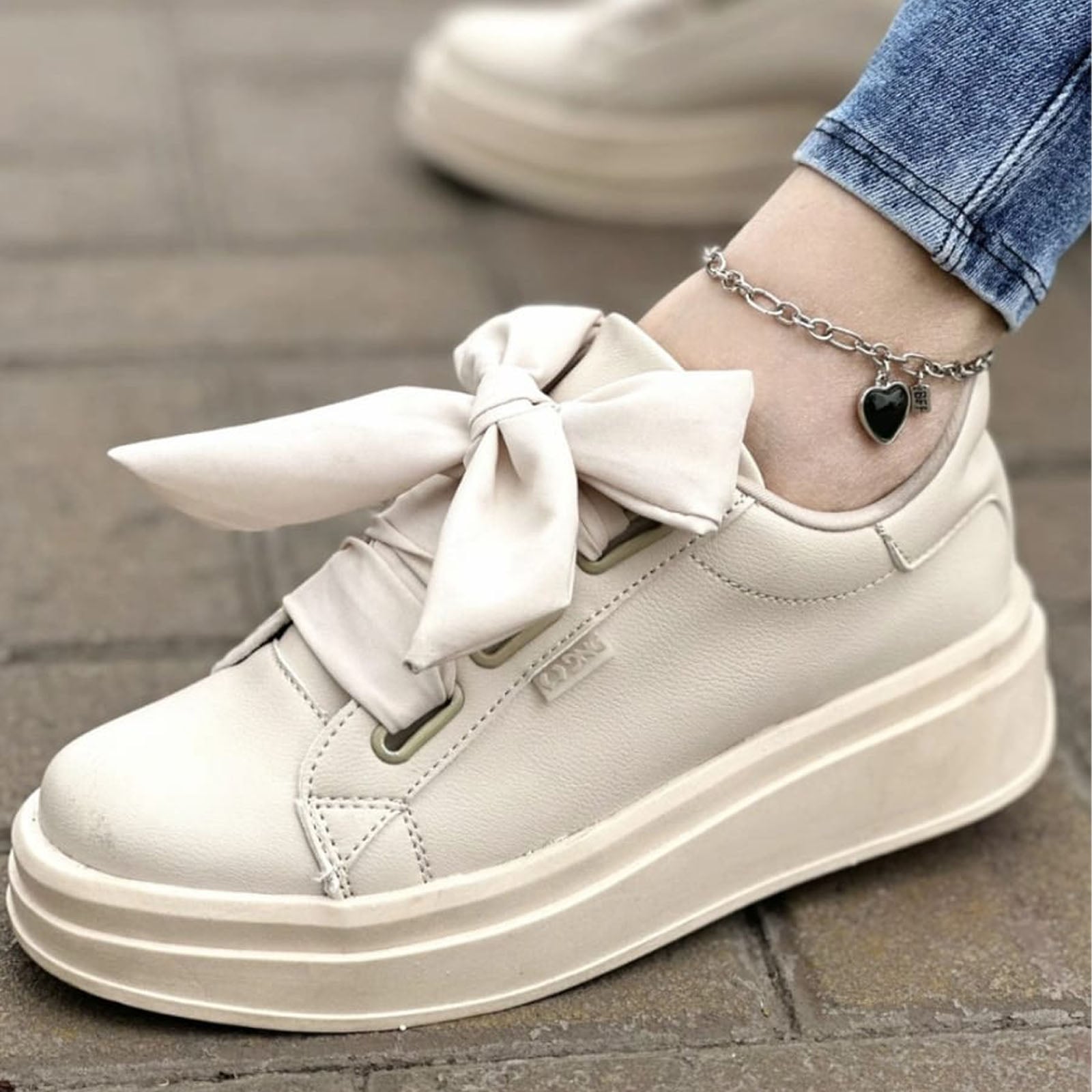 ZAPATILLA MUJER CON CINTA COCO -57 PLANTA EXPANSO TACO 3 COLOR BEIGE - 3