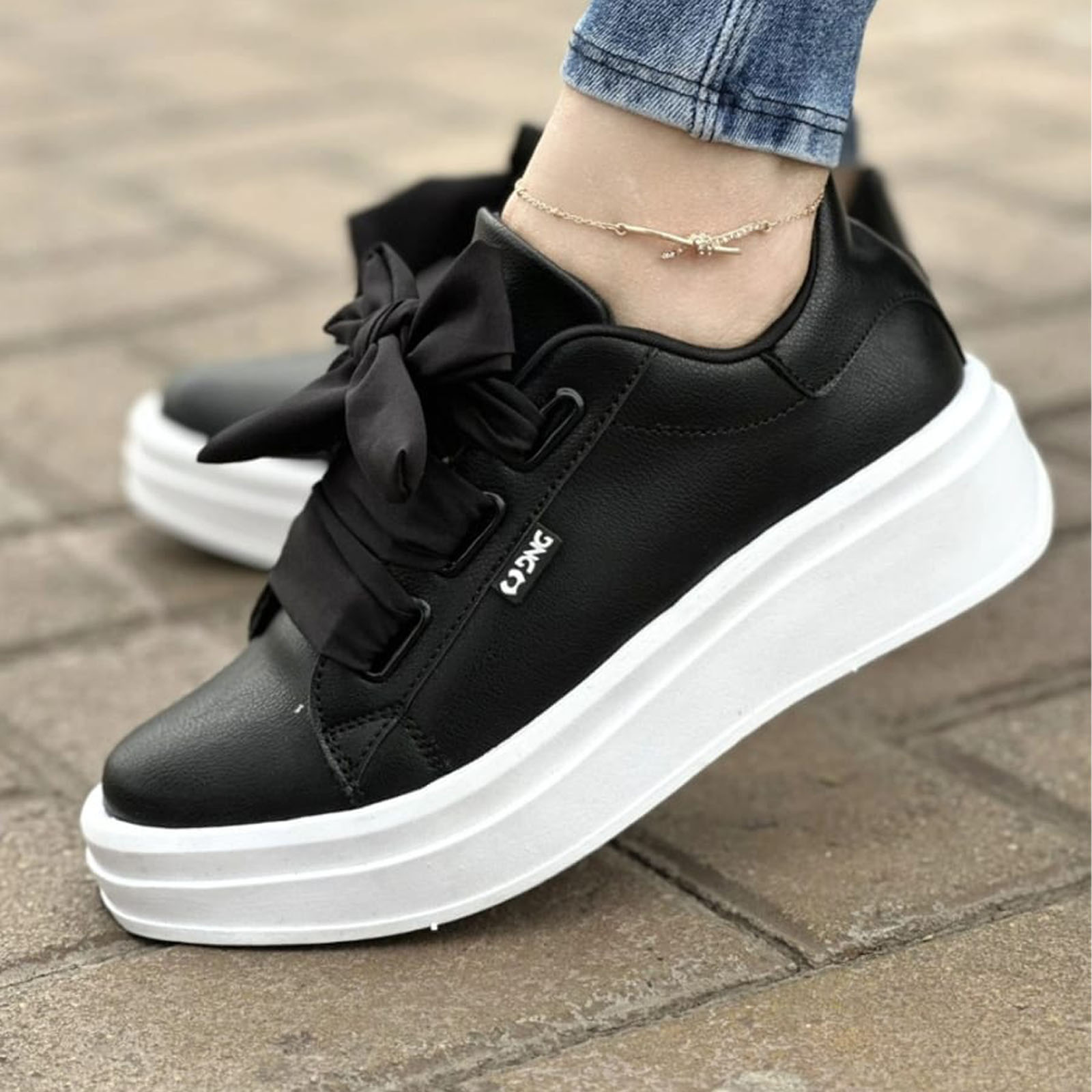 ZAPATILLA MUJER CON CINTA COCO -57 PLANTA EXPANSO TACO 3 COLOR NEGRO - 1