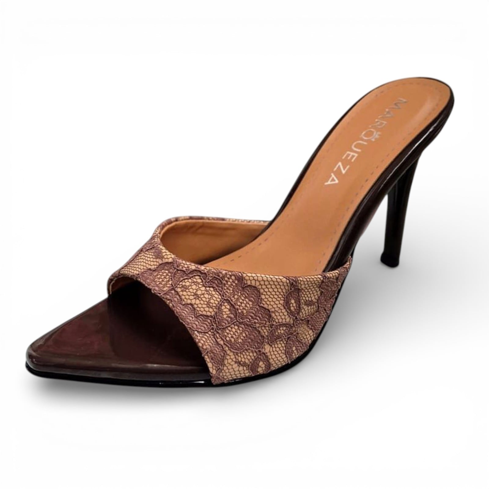 STILETTOS MUJER TACO 9 ENCAJE 1062L-69 COLOR GUINDA - 1