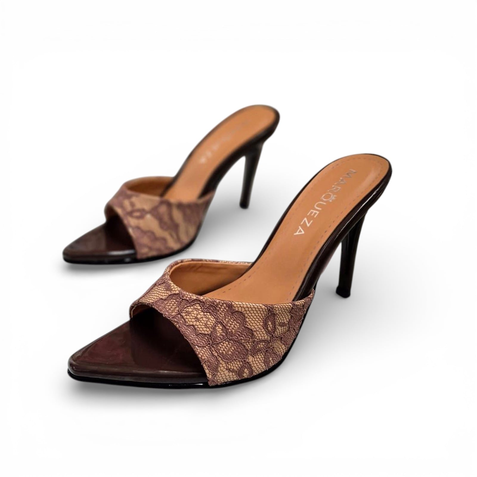STILETTOS MUJER TACO 9 ENCAJE 1062L-69 COLOR GUINDA - 2