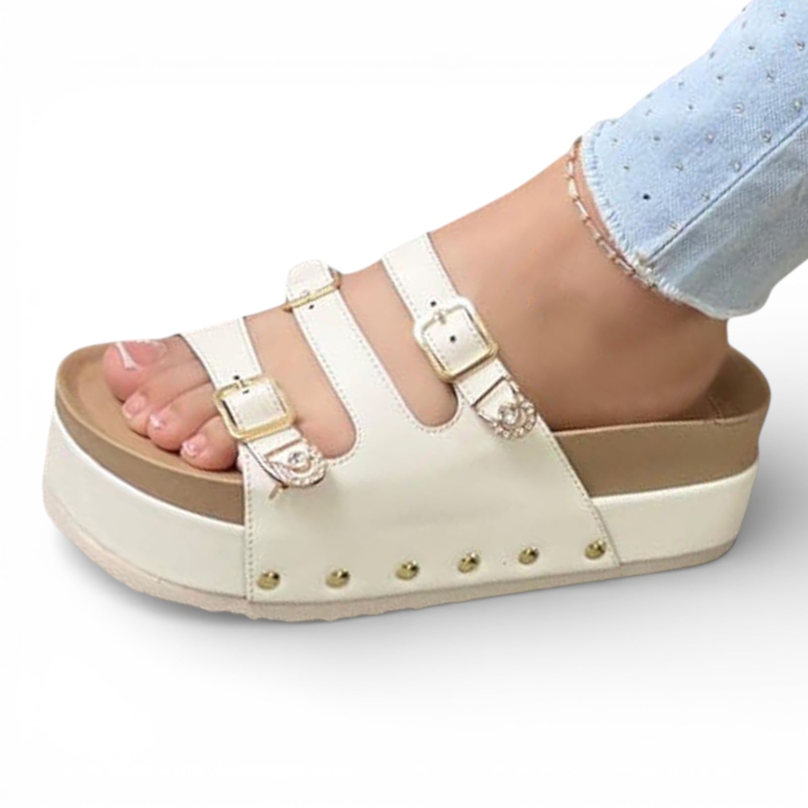 SANDALIA SUECO MUJER PLATAFORMA #5 1299-55 COLOR BLANCO - 1