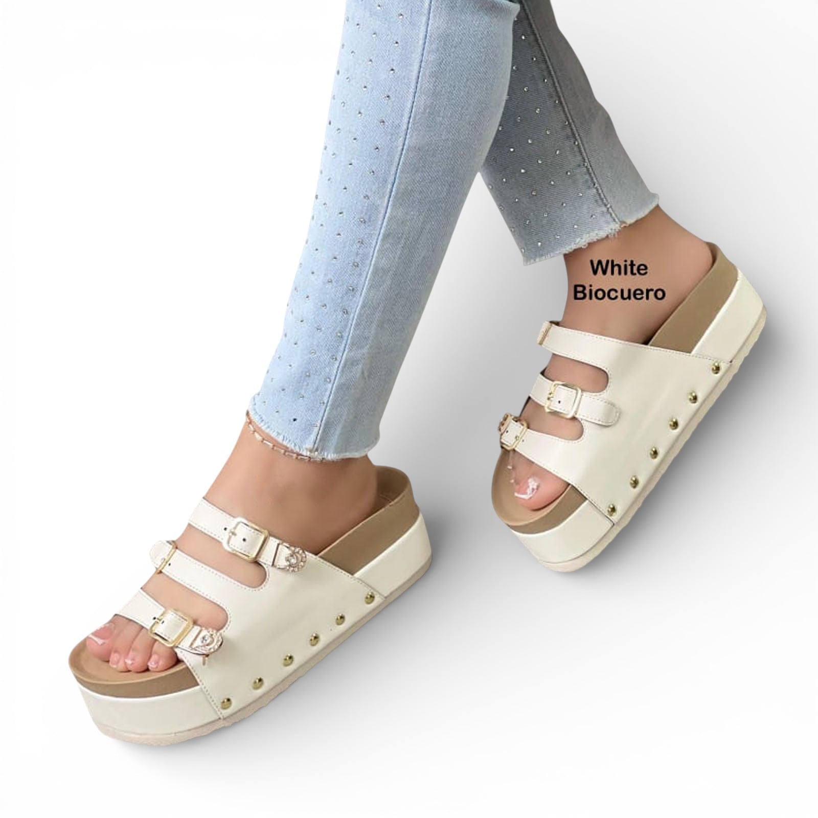 SANDALIA SUECO MUJER PLATAFORMA #5 1299-55 COLOR BLANCO - 2