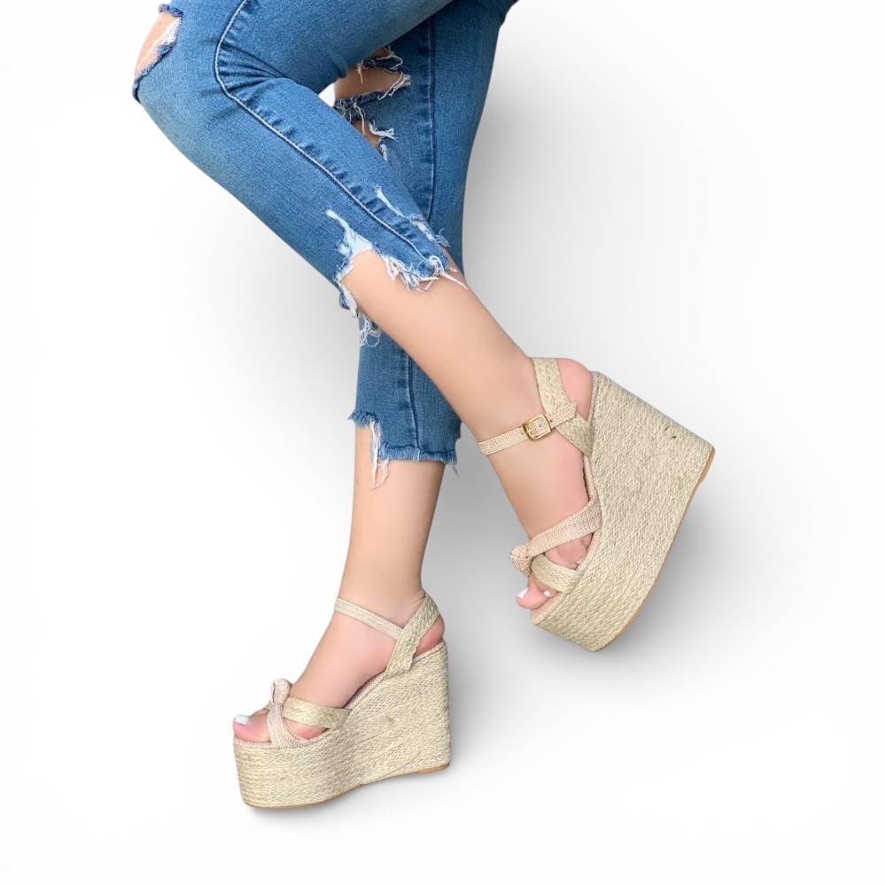 SANDALIA MUJER YUTE TACO 9 2086L-60 COLOR BEIGE - 1