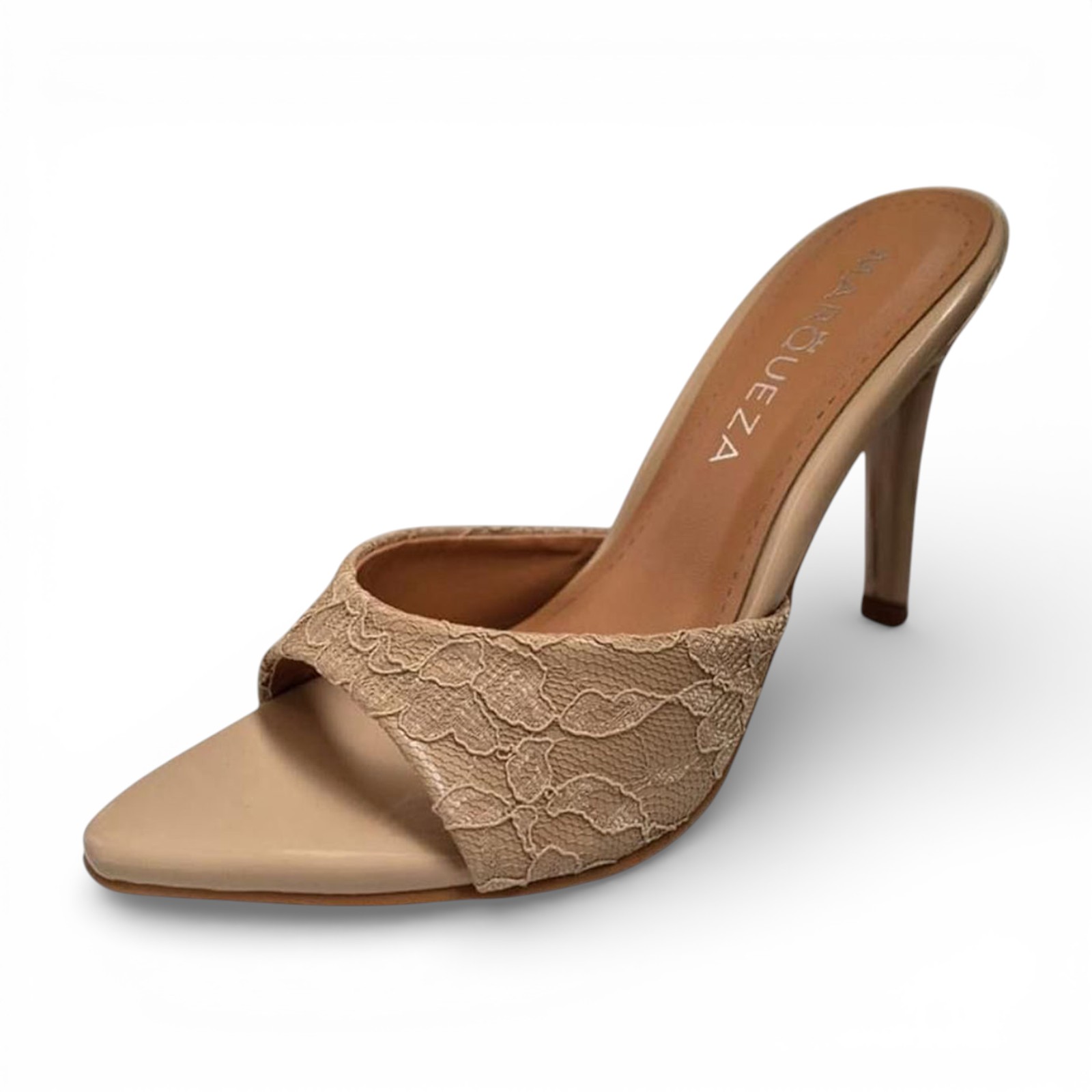 STILETTOS MUJER TACO 9 ENCAJE 1062L-69 COLOR BEIGE - 1