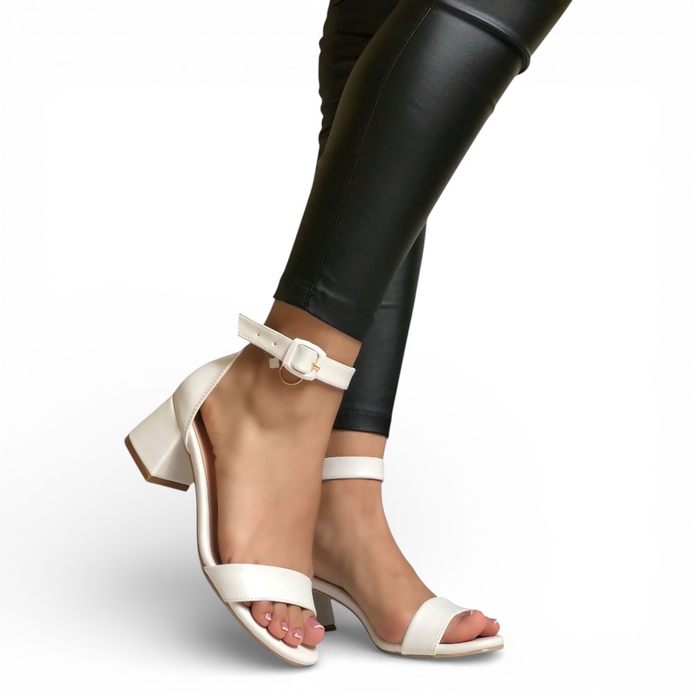SANDALIA MUJER CLASICA TACO 5 2086L-55 COLOR BLANCO - 1