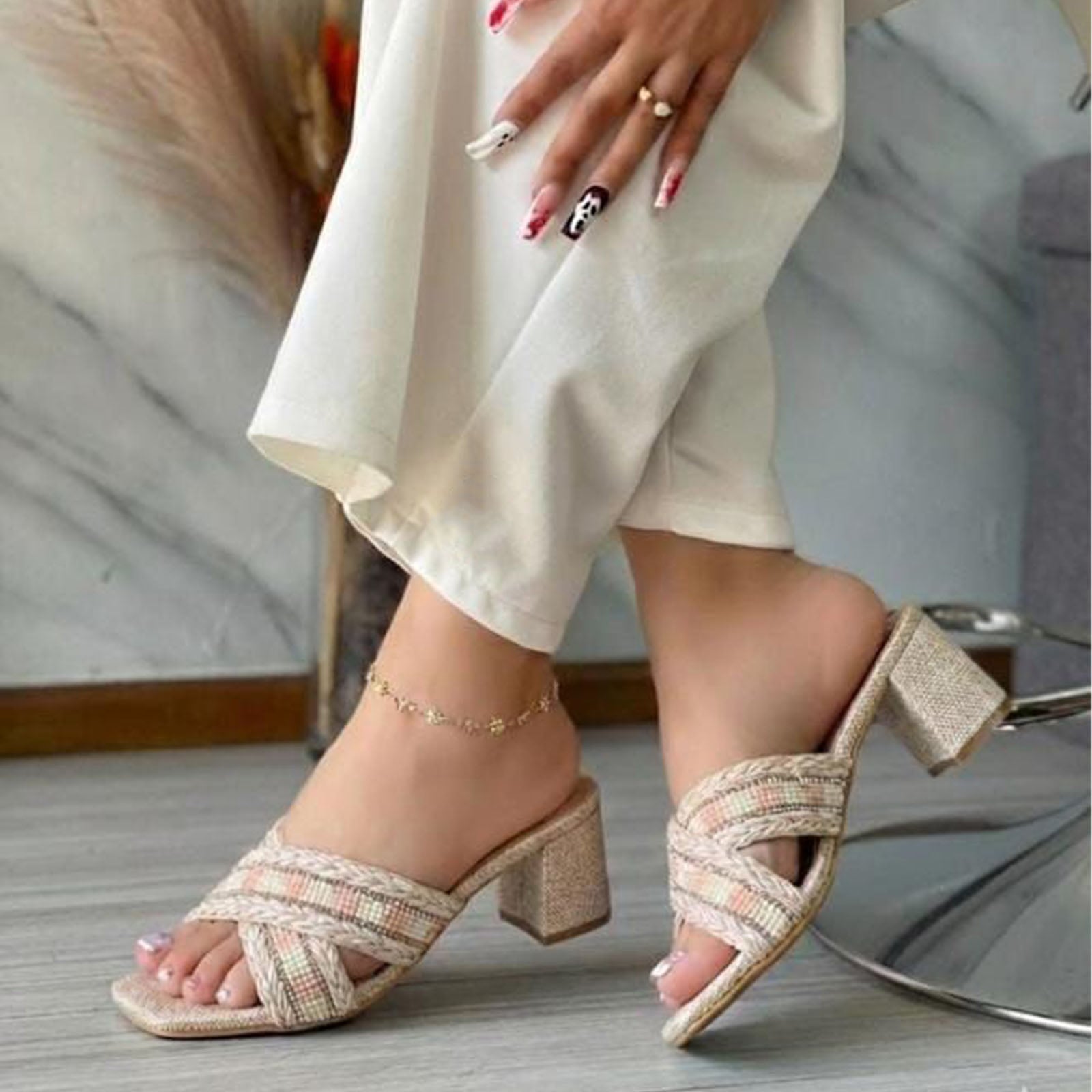 SANDALIA MUJER COCIDO 1157 5C-55 CUADRADO X7 COLOR NUDE - 2