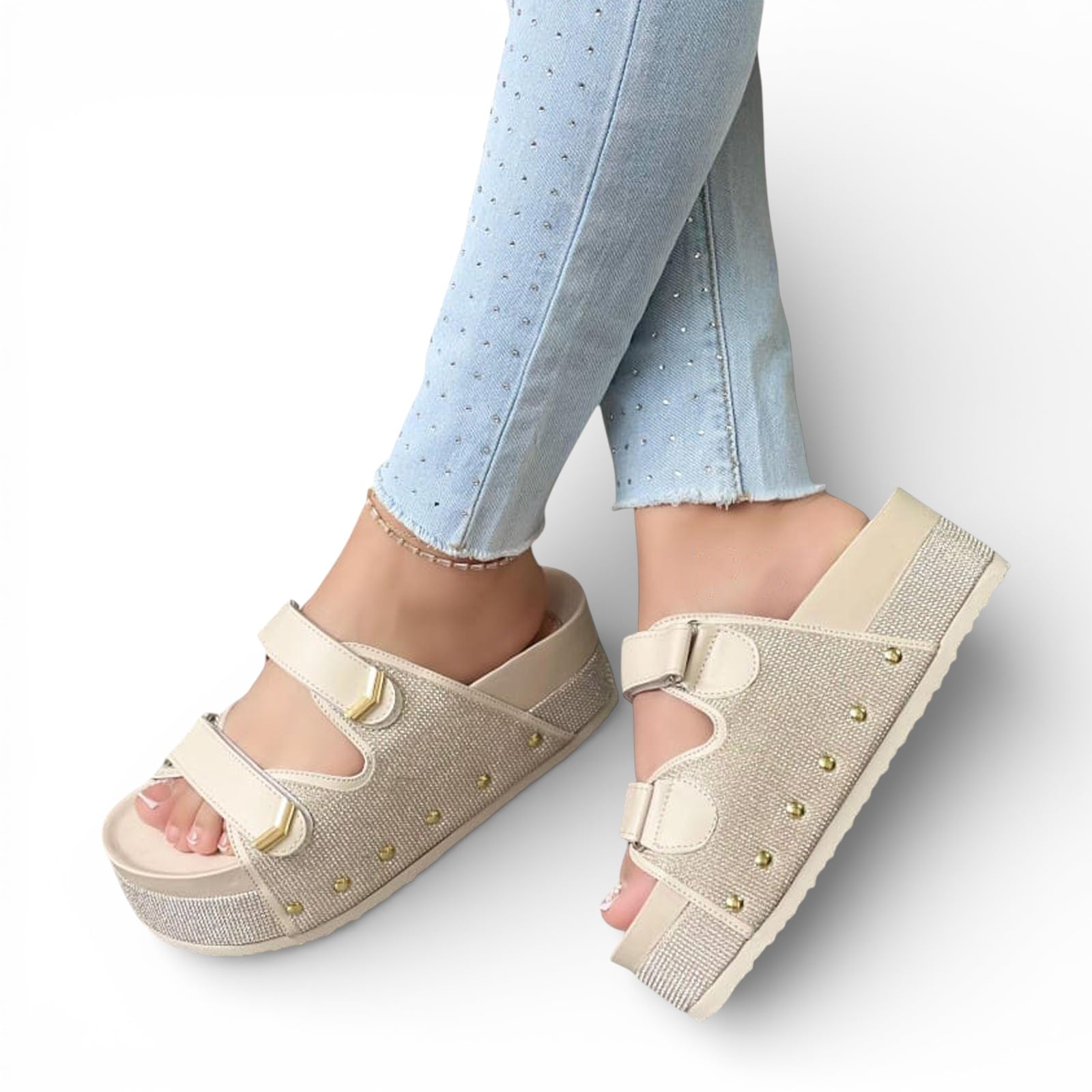 SANDALIA SUECO MUJER PLATAFORMA #5 1299-55 COLOR HUESO - 2