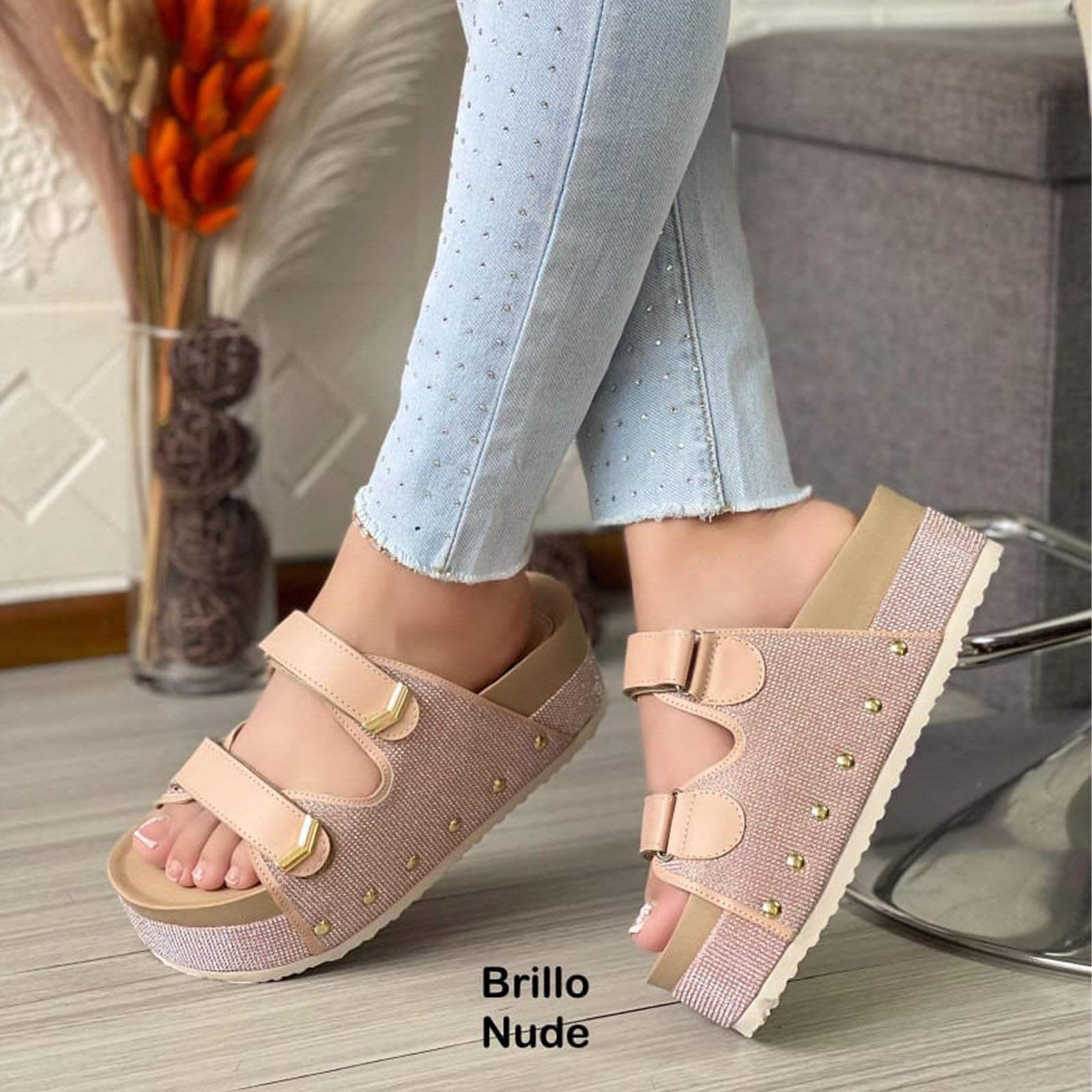 SANDALIA SUECO MUJER PLATAFORMA #5 1299-55 COLOR NUDE - 3