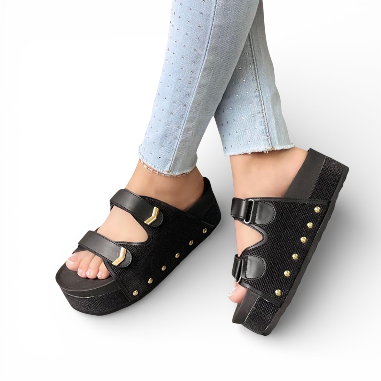 SANDALIA SUECO MUJER PLATAFORMA #5 1299-55 COLOR NEGRO - 2