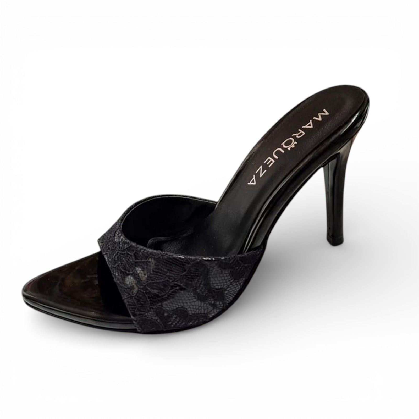 STILETTOS MUJER TACO 9 ENCAJE 1062L-69 COLOR NEGRO - 1