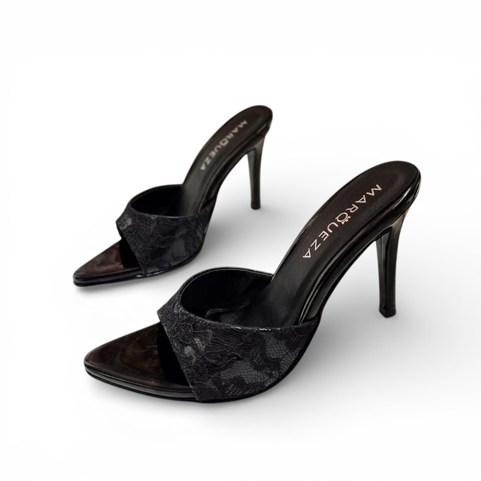STILETTOS MUJER TACO 9 ENCAJE 1062L-69 COLOR NEGRO - 2