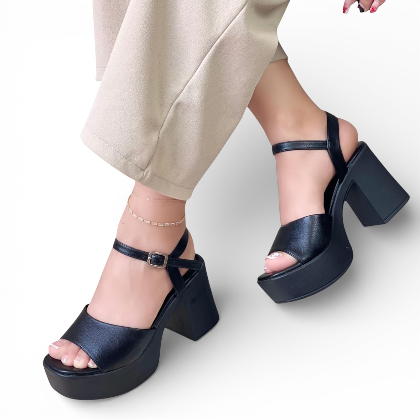 SANDALIA MUJER 1299 - 60 PLANTA P.U CON PLATAFORMA COLOR NEGRO - 2