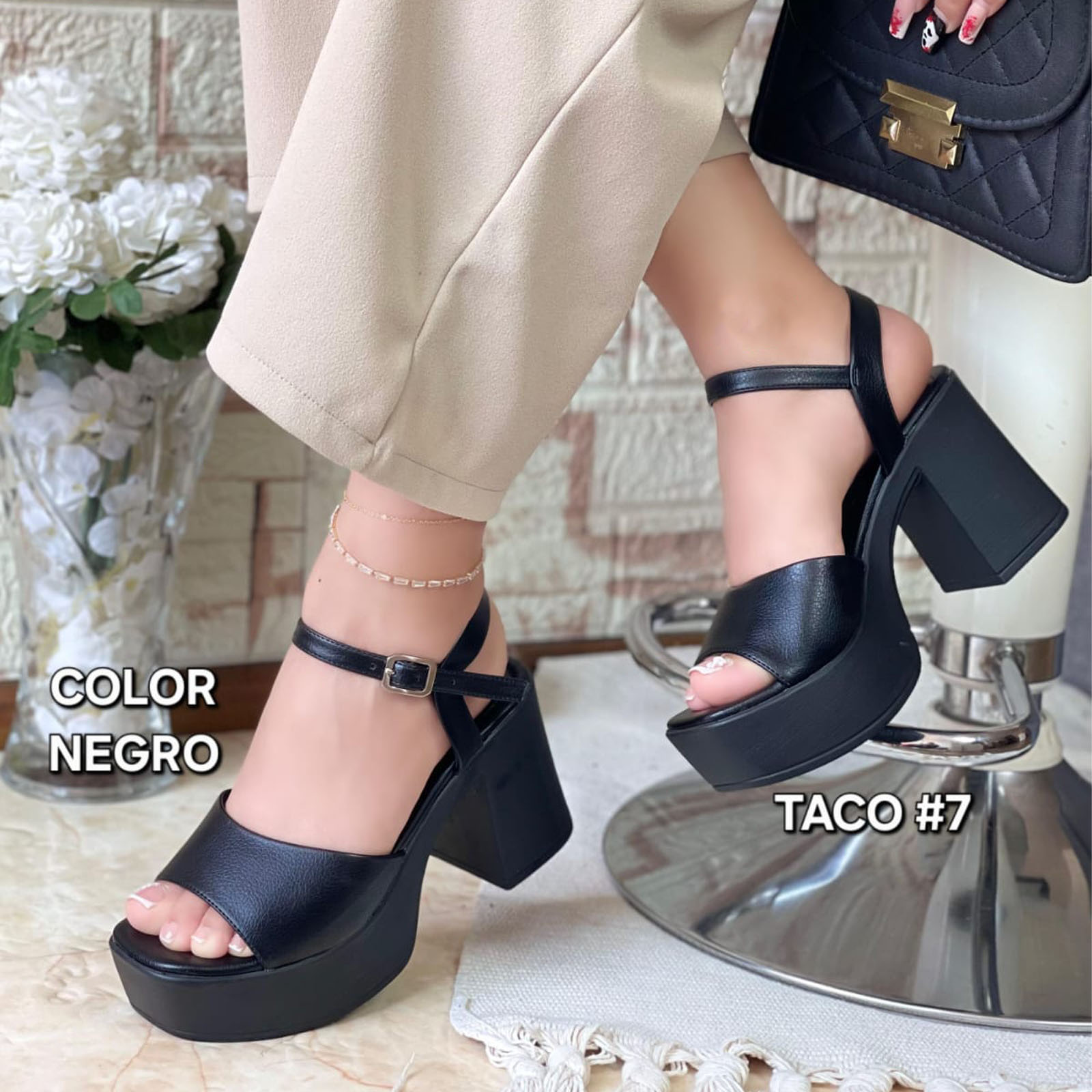 SANDALIA MUJER 1299 - 60 PLANTA P.U CON PLATAFORMA COLOR NEGRO - 3