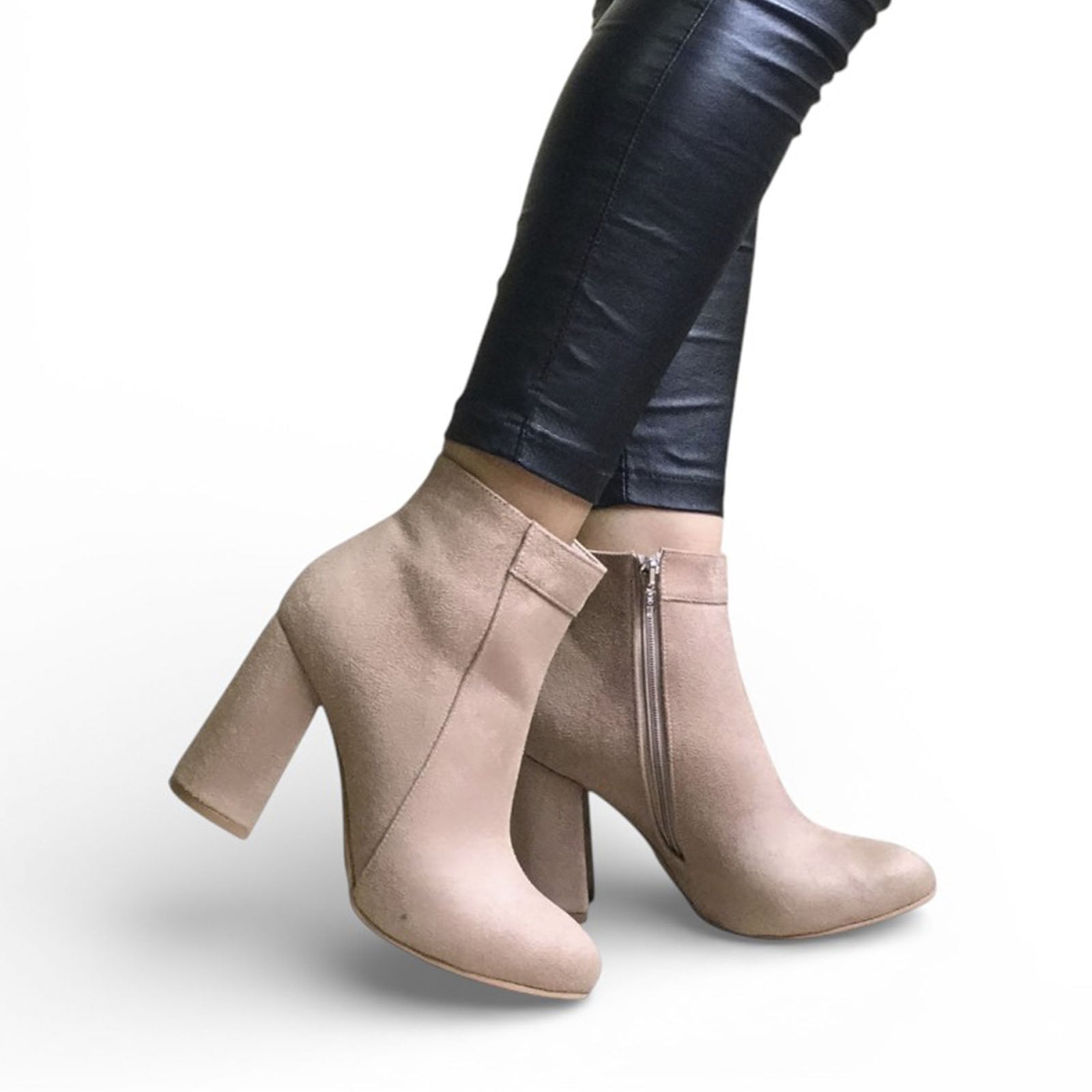 BOTIN MUJER CLASICA GAMUZA TACO 9 2086L-60 BEIGE - 1