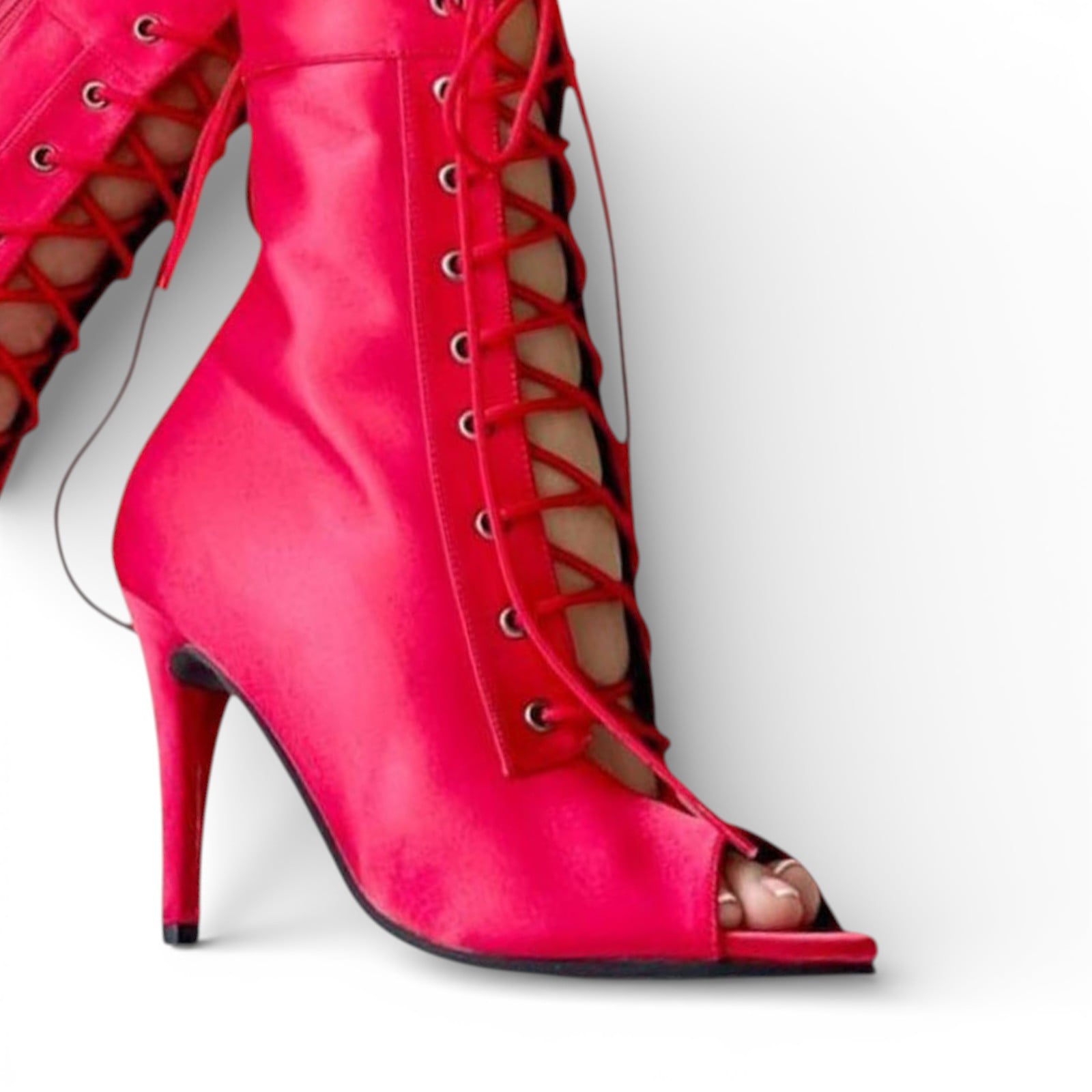 BOTIN MUJER HELLS PARA BAILE 1299-85 SATINADO TACO 9 COLOR ROJO - 1
