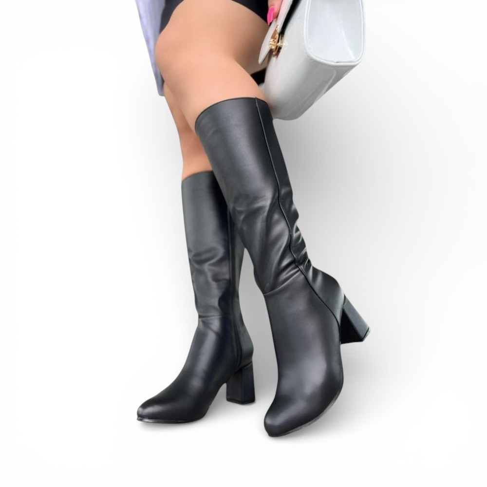 BOTA MUJER CLASICA CAÑA ALTA TACO 7 2086-75 COLOR NEGRO - 1