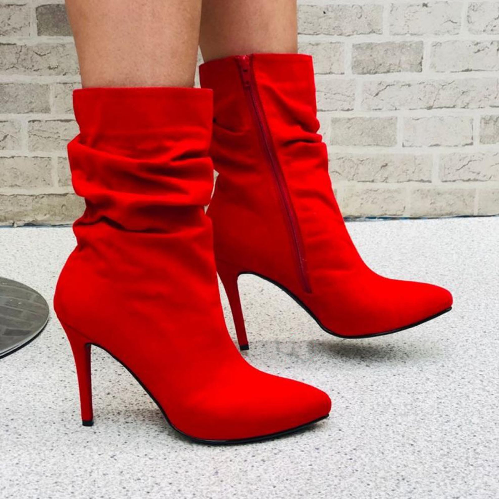 BOTIN MUJER CORRUGADO 1299 - 68 AGUJA TACO #9 COLOR ROJO - 3