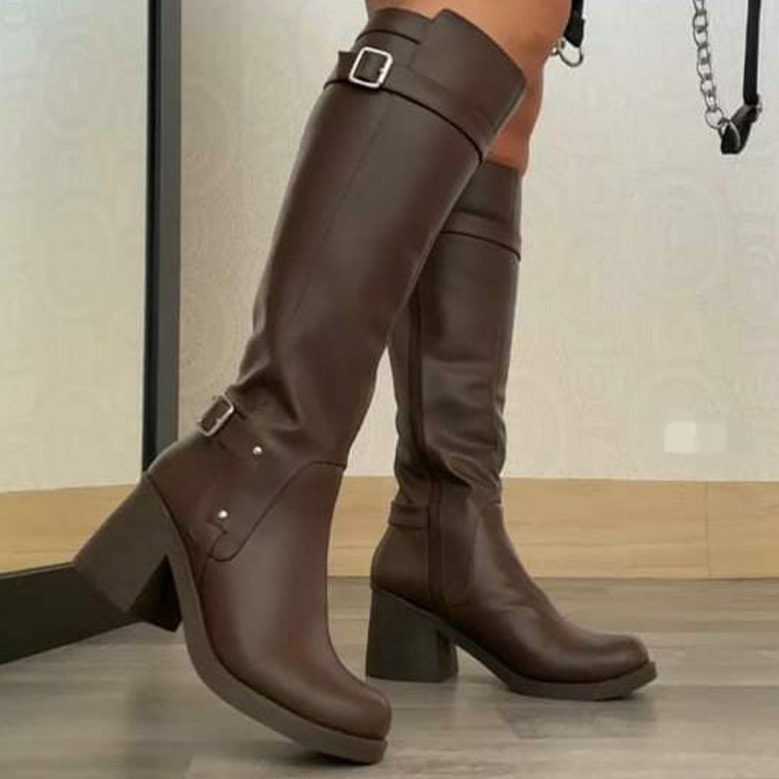 BOTA MUJER TACO 7 INVIERNO DETALLE HEBILLA 2086L-75 COLOR MARRON - 2