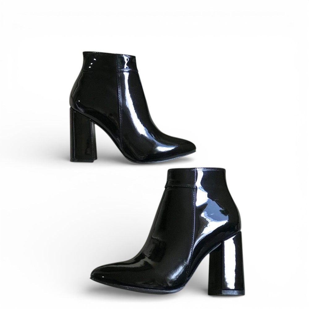 BOTIN MUJER CLASICA CHAROL TACO 9 2086L-60 COLOR NEGRO - 1